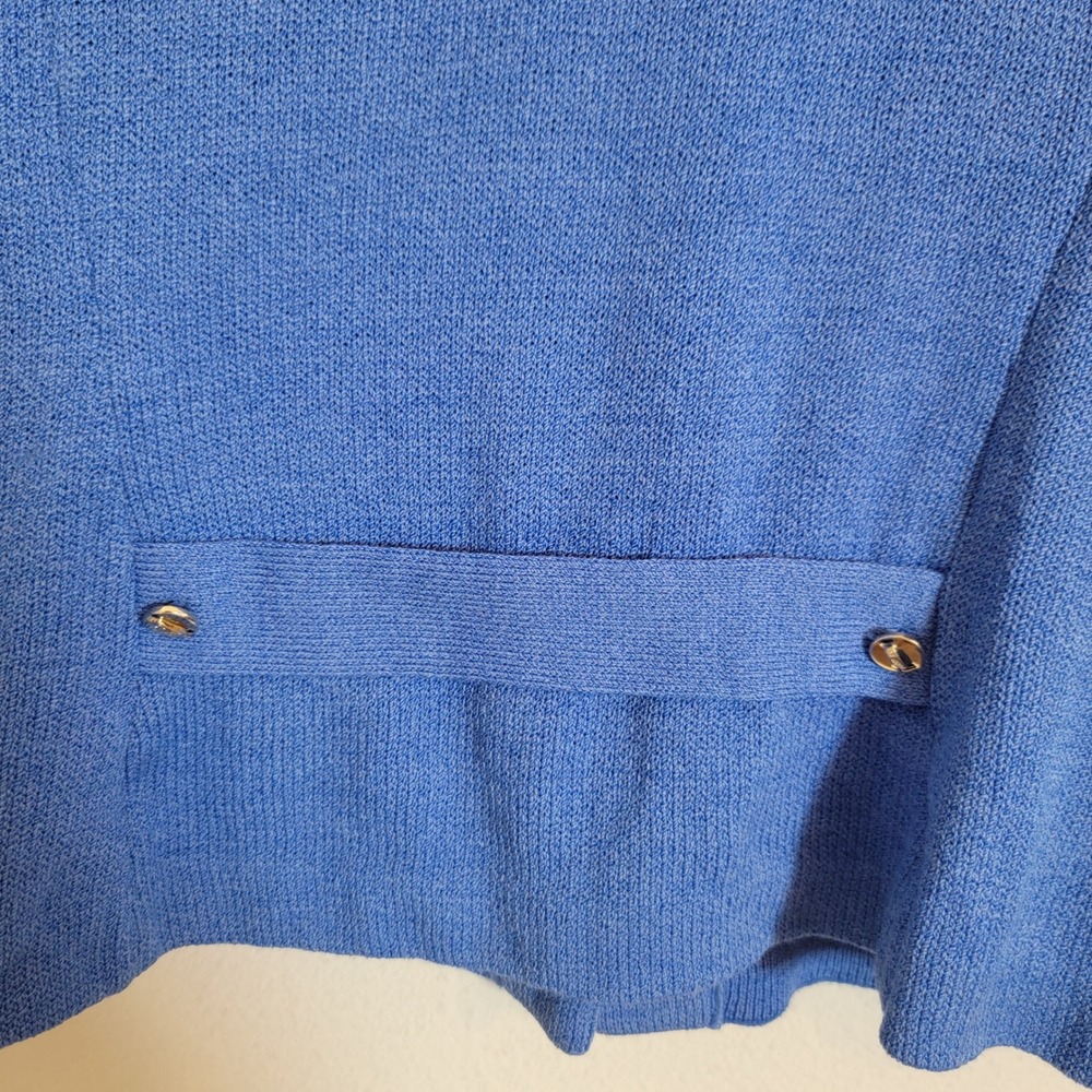 Y2K St. John Collection Santana Knit Blue Blazer Button Front Gold Academia Sz 8 - Picture 8 of 16